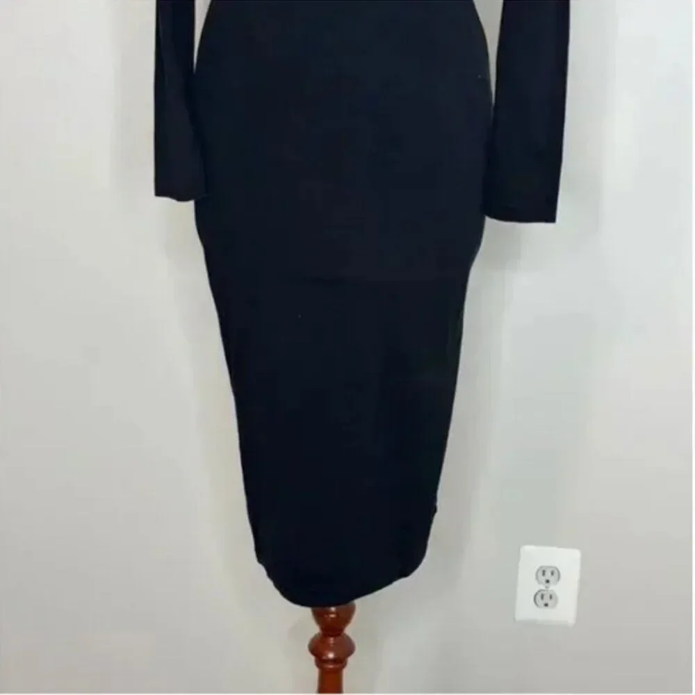 J. Crew Women's Black Knit Sheath Long Sleeve Preppy Classic Dress Style H8329
